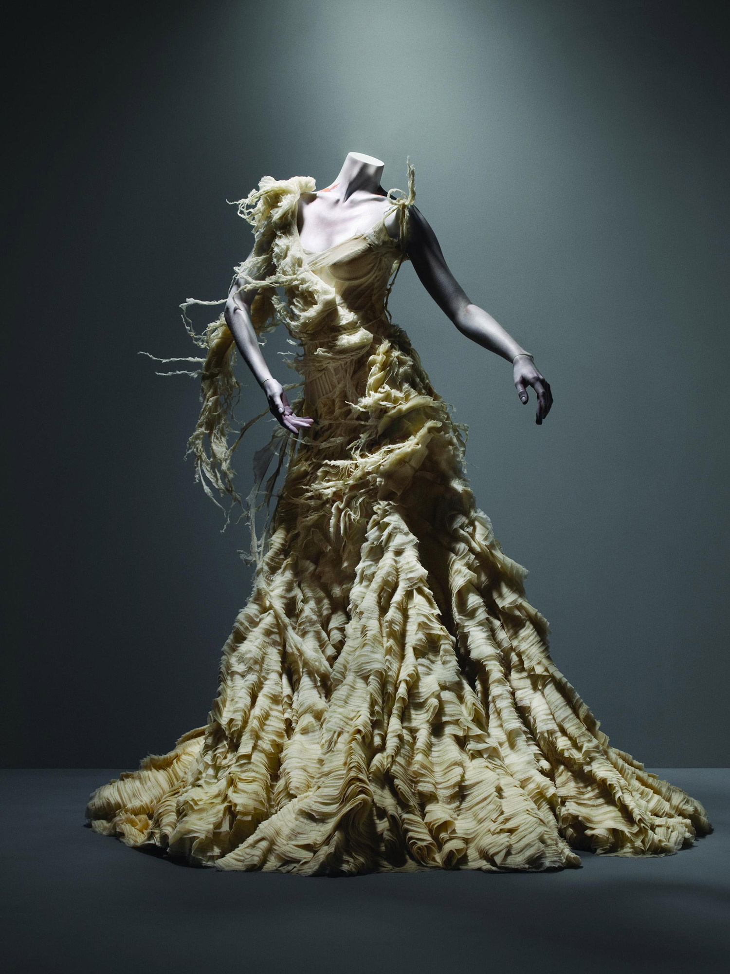 An ivory silk tulle corset dress - Alexander McQueen