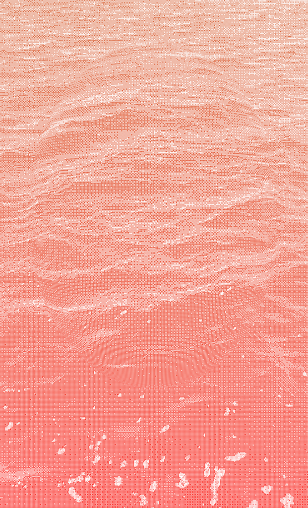 Photo of soft waves with salmon-colored filter.