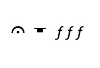 A fermata, a whole note rest, and three forte symbols.