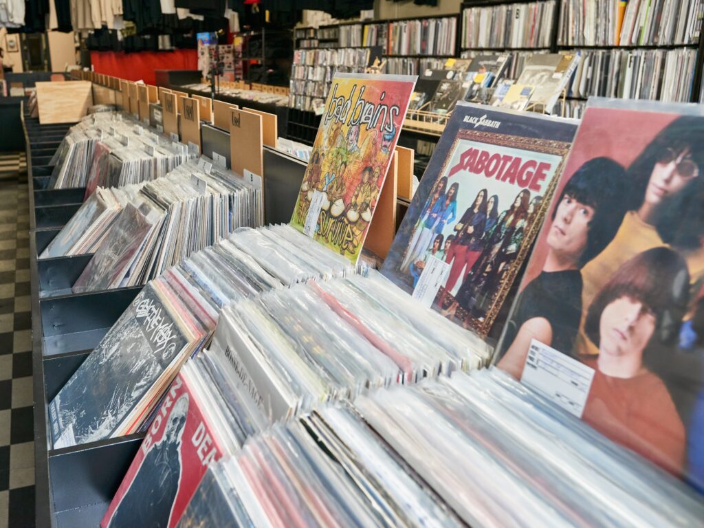 Bins of records.