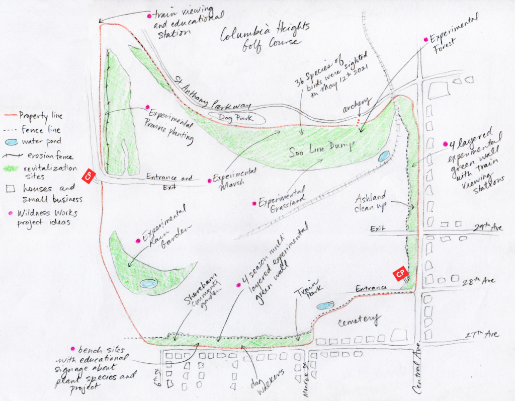 Hand drawn map with annotations